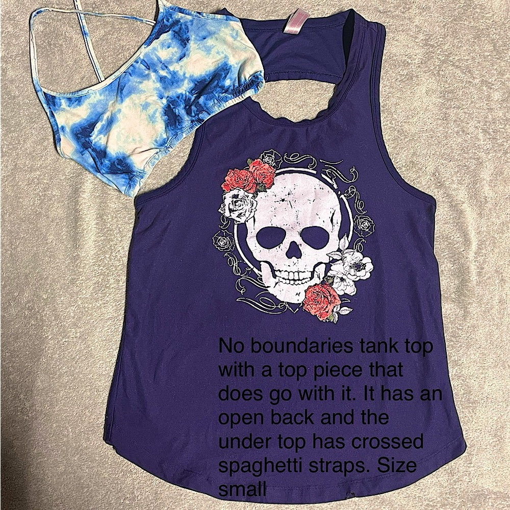 Women’s rose and skull tank with matching under bra
